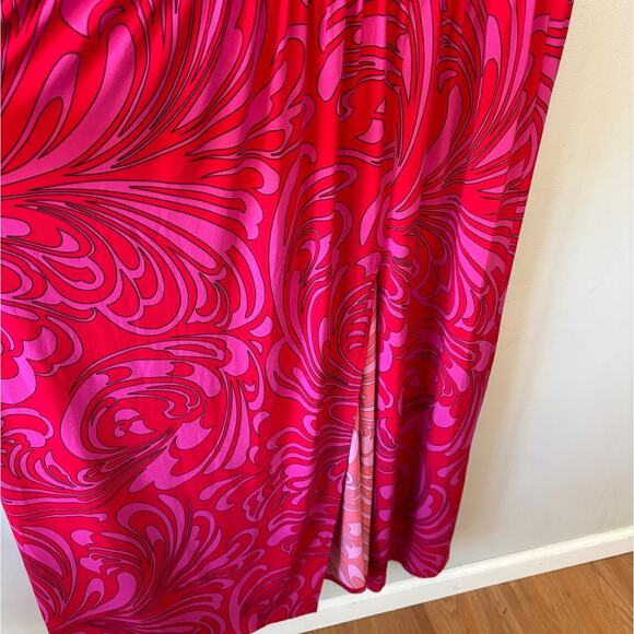 MICHAEL KORS Cynthia Paisley Halter Maxi Dress Radiant Pink Size 1X - Picture 5 of 8